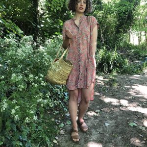 Coral Thistle Michelle button dress