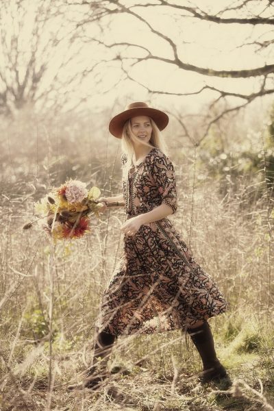 Maria Dress in Ebony Rose with gold 3