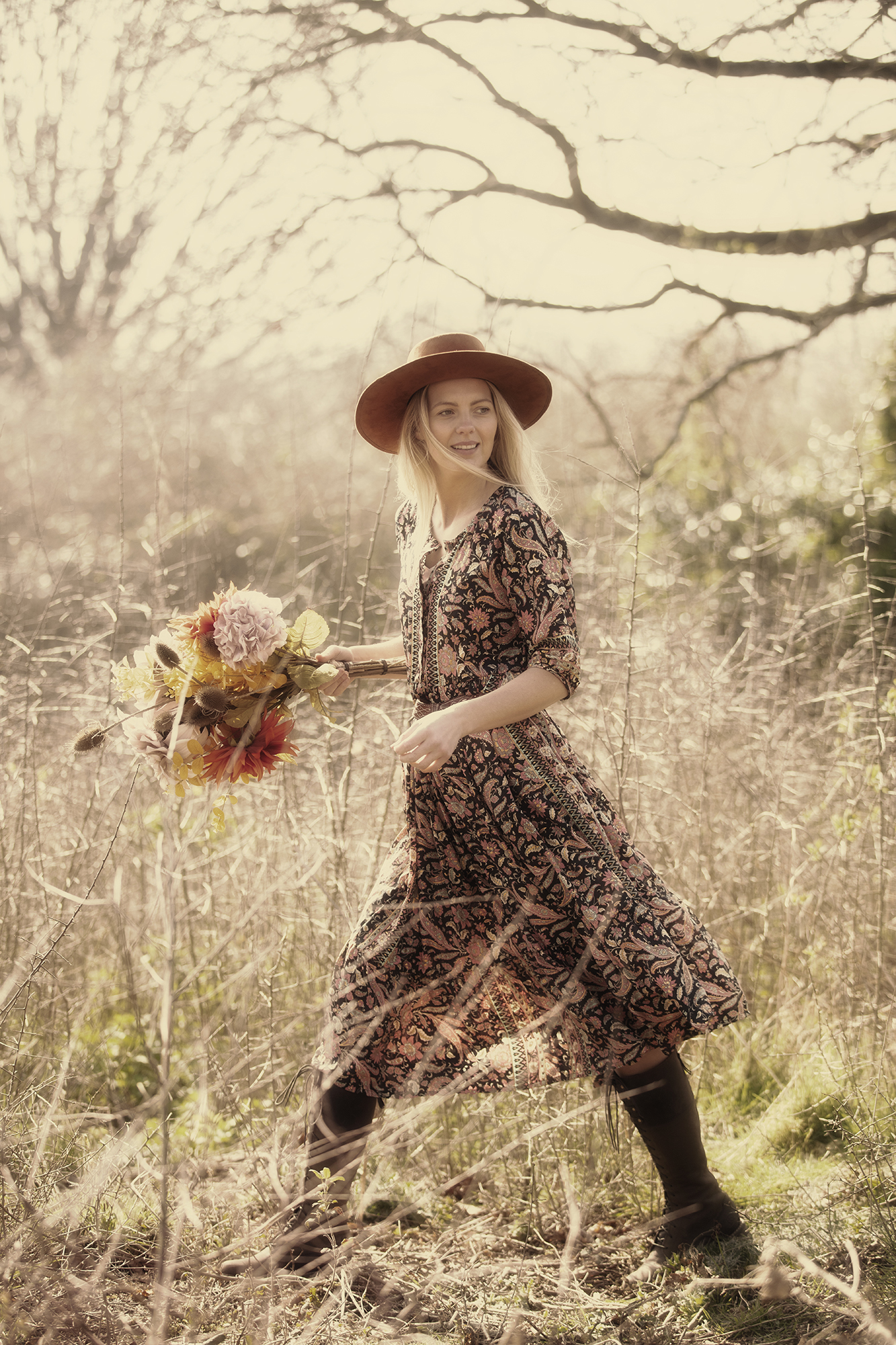 Maria Dress in Ebony Rose with gold 3