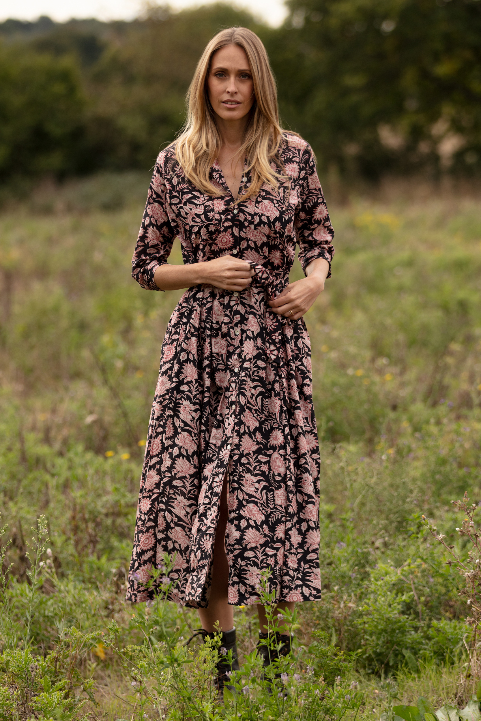 Jenny Pocket Dress in Black block print Jenny Pocket Dress in Black block print