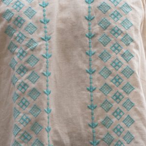 Cream with turquoise