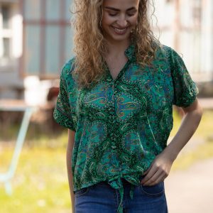 Cropped Button Blouse