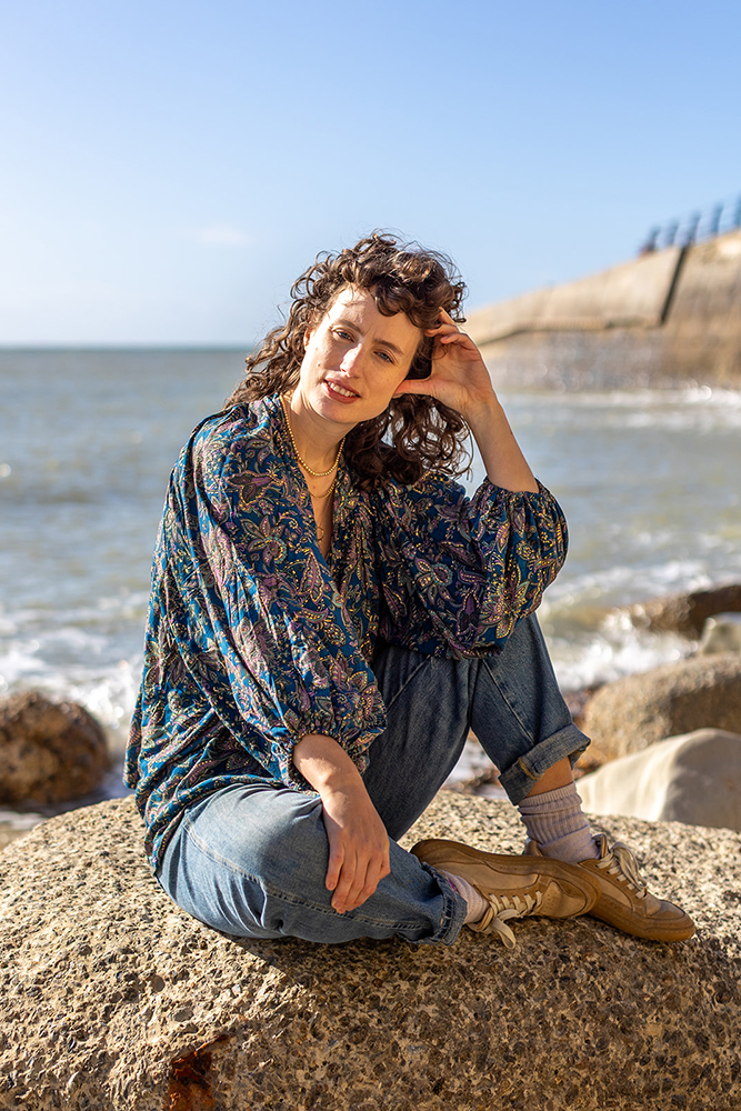 Modal Lara Tassel Blouse Lily Teal Gold