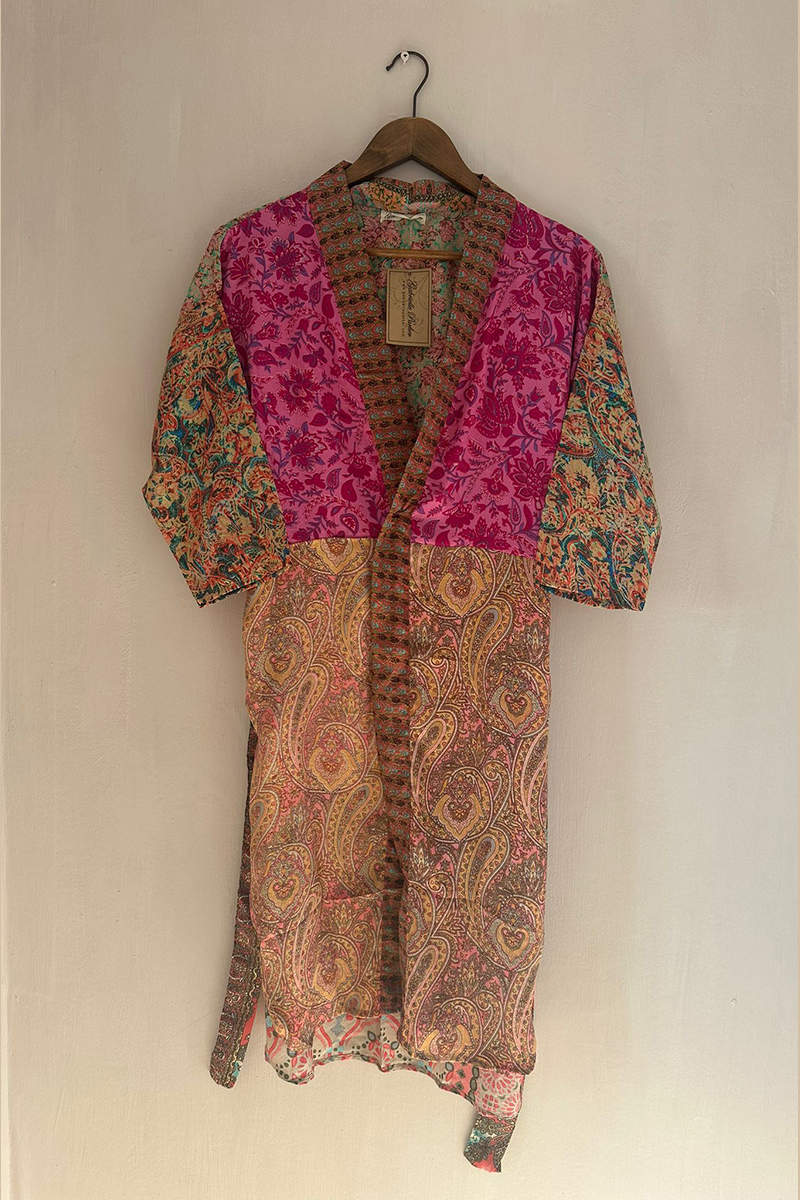 Patch mid length kimono - Peach Bellini Patch mid length kimono - Peach Bellini - front