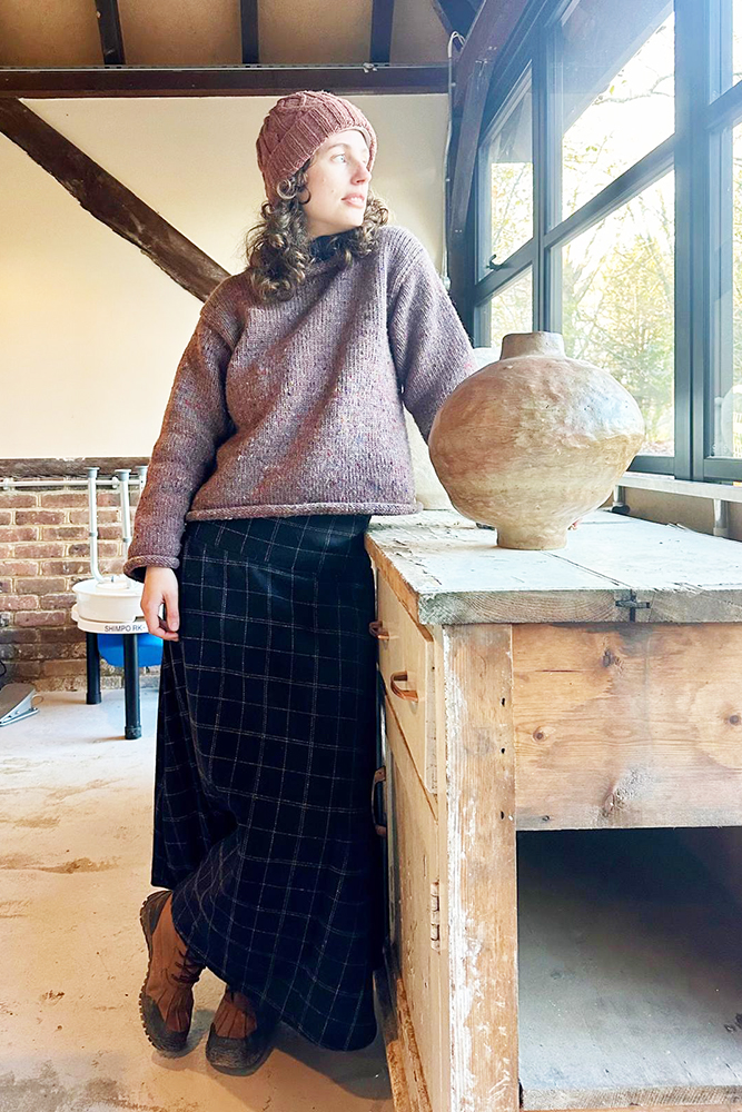 Wool Skirt Black Squares - front