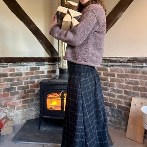 Wool Skirt Black Squares - side